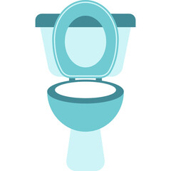 Blue Bathroom Blue Toilet. Flat Vector Illustration