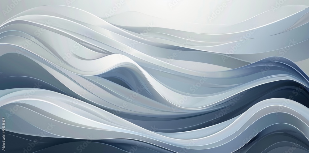 Poster with fluid curve lines texture and white space for text, watercolor paint background features a dark