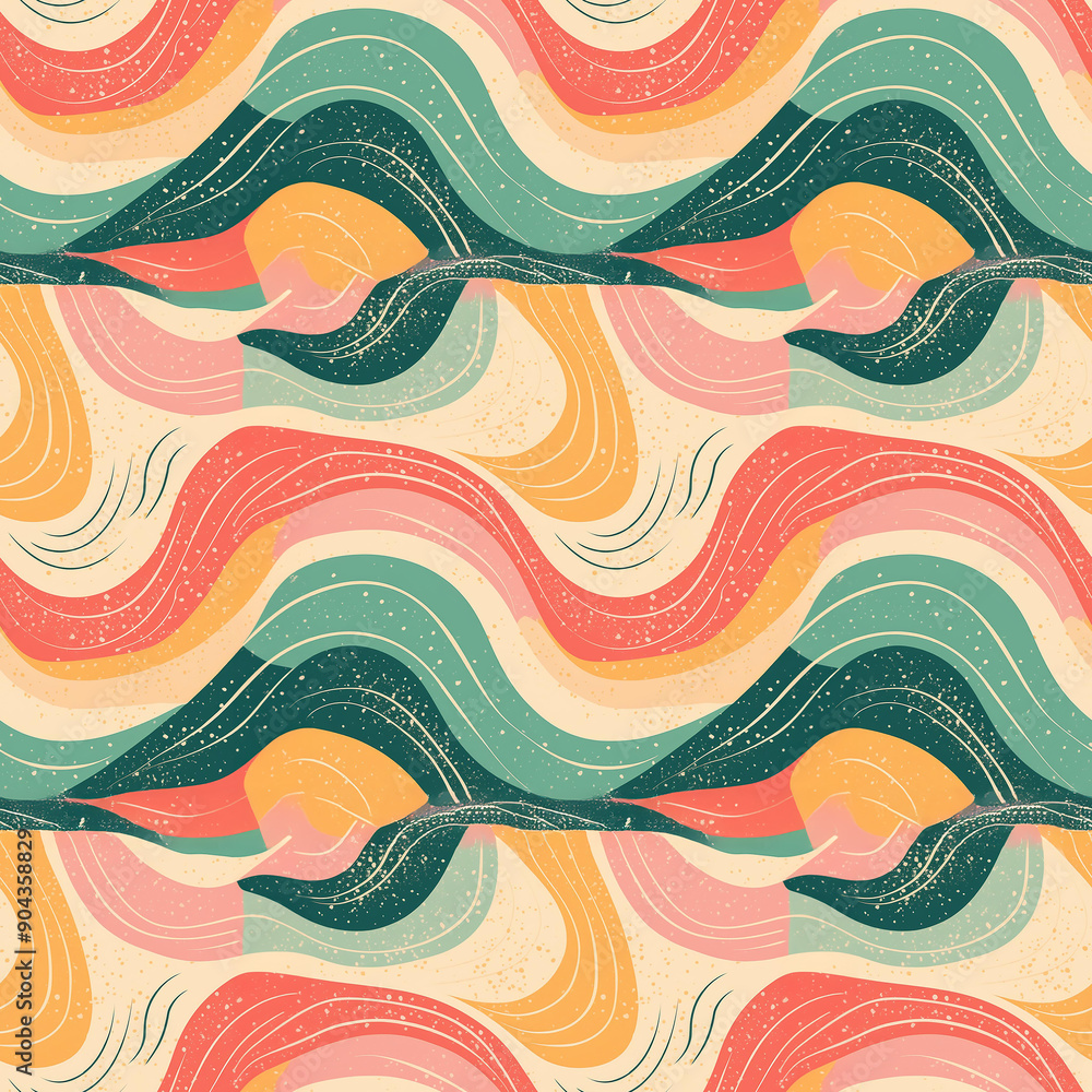 Poster colorful abstract waves pattern with soft curves and vibrant hues