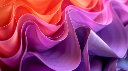 Obraz premium Close-up view of purple and pink paper arcs in wave patterns