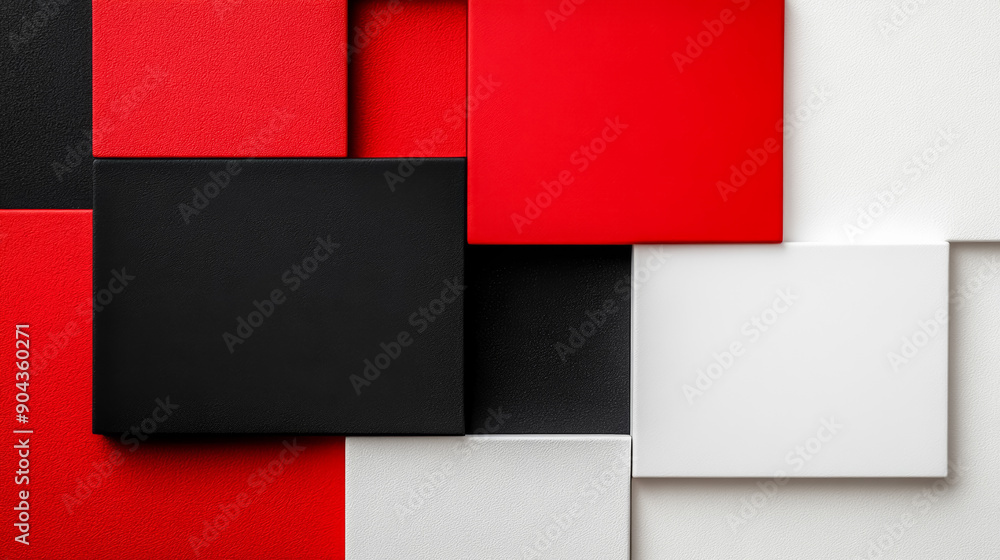 Poster black friday abstract minimalist background with black and red color blocks on a white canvas, space