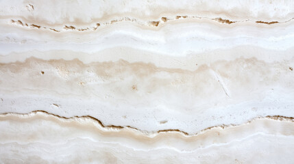 Detailed shot of white travertine stone with natural pitting and light streaks of grey 