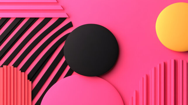 Flashy Black Friday sale banner with a pink to black gradient background and abstract geometric shapes, mid shot - Powered by Adobe