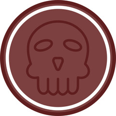 Skull Vector Line Double Circle Maroon