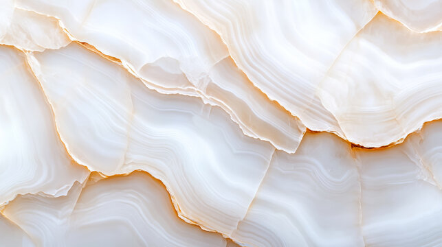 Top view of alabaster stone with a smooth, almost translucent white surface and faint natural lines, background 