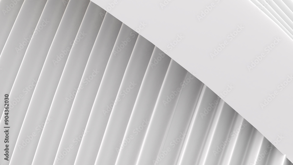 Poster white curved lines, an animated abstract background with white curved waves, 3d rendering