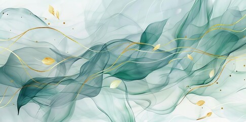 This abstract art background modern comes with golden line art flowers, botanical leaves, organic shapes, watercolor. Modern background for banners, posters, web, and packaging.