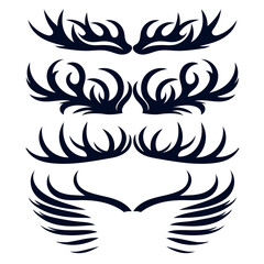 Deer horns set hunter vector art design