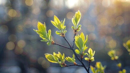 Obraz premium Fresh green leaves of salix babylonica in the early morning sunshine