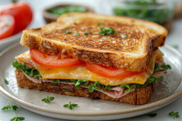 sandwich with cheese.Breakfast, snack. Cafe, coffee shop