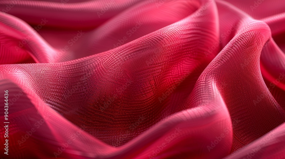 Poster red raspberry fabric texture in soft drapery under natural light