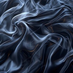 Fototapeta premium Abstract smoke waves in shades of blue and purple against a black background, creating a smooth and flowing design