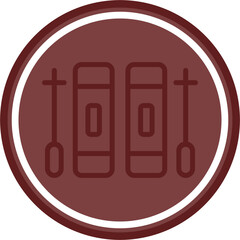 Fototapeta premium Skis Vector Line Double Circle Maroon