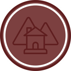 Mountain House Vector Line Double Circle Maroon