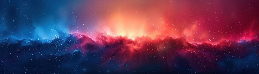 Fototapeta premium A colorful watercolor painting of a galaxy with red, blue, and yellow colors.