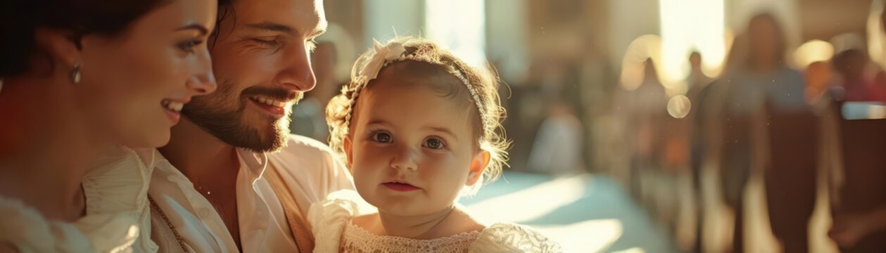 Realistic scene of a family attending a baptism ceremony high-definition clarity