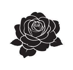 Rose Flower silhouette icon. Abstract decorative rose silhouettes. Vector illustration rose isolated on white background.