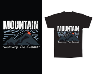 Fototapeta premium Mountain discovery the summit text t shirt vector design