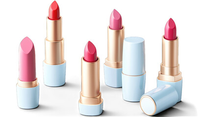 Obraz premium Beautiful premium lipstick collection in bright colors, isolated on transparent background