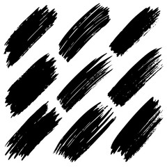 A series of black brush strokes against a stark white background