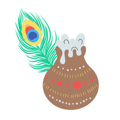 India Krishna Janmashtami vector cartoon illustration