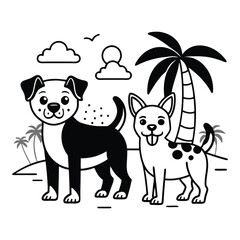 Beach dogs illustration image for kids.