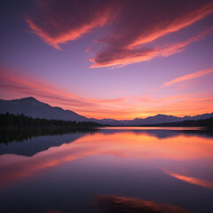 Fototapeta premium sunset over the lake