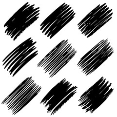 There is a collection of black brush strokes displayed on a white background