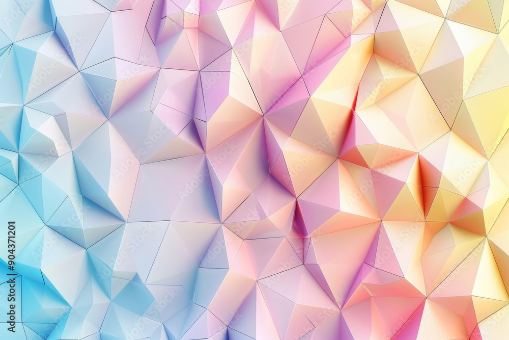 Poster a colorful pastel color abstract background with triangles and squares, polygon texture