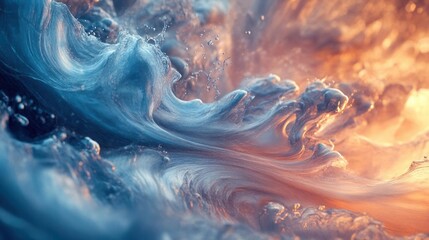 A mesmerizing swirl of blue and orange hues, illustrating dynamic motion and fluidity in an abstract design.