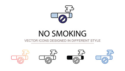 No Smoking icon design with white background stock illustration