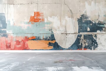 Closeup of colorful urban wall texture. Modern pattern for wallpaper design. Abstract open composition with an abstract geometric style. Solid colors and a minimalist geometric style.