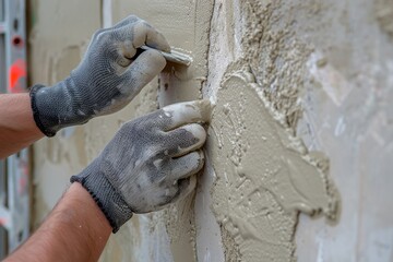 Taking off old light wallpaper from the wall with a spatula, the process of updating the wall room repair.