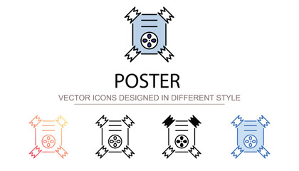 Poster icon design with white background stock illustration