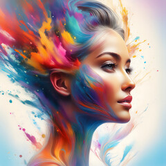Fototapeta premium abstract portrait of a beautiful woman with double exposure technique