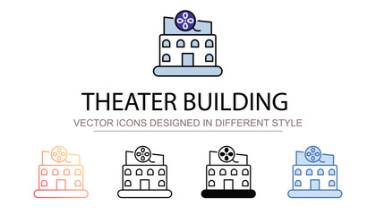 Theater Building icon design with white background stock illustration