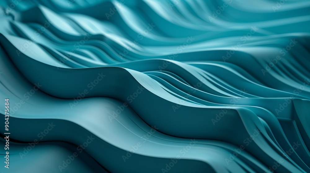 Poster stylish wallpaper created from blue 3d undulating lines. colorful 3d render with copy-space.