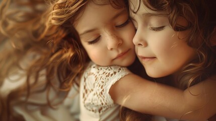 Obraz premium Siblings sharing a heartfelt moment, demonstrating familial love