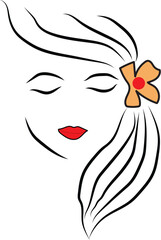 Beautiful Girl Line Art 