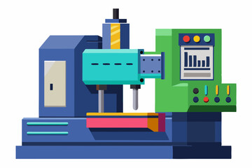 CNC Milling Machine vector art illustration