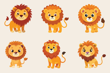 cute lion colourful vector illustrations.