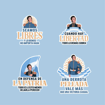 17 de Agosto, Jos&eacute; de San Mart&iacute;n. Procer Argentino, stickers patrios	