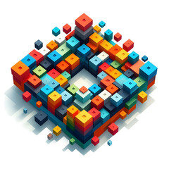 Obraz premium Vibrant Colorful Geometric Shapes Abstract Square Patterns Microstock Image