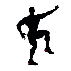 a body builder doing excersise vector silhouette, isolated white background