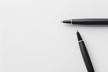 Black pens on white background, concept of office supplies