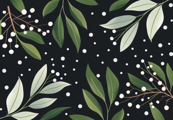 The perfect mistletoe floral pattern for Christmas wrapping paper and textiles, as well as for kids' art projects and notebooks