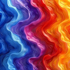 Obraz premium Seamless abstract pattern featuring hearts in a vibrant mix of orange, blue, and yellow, with swirling lines and geometric elements for a stylish decorative design