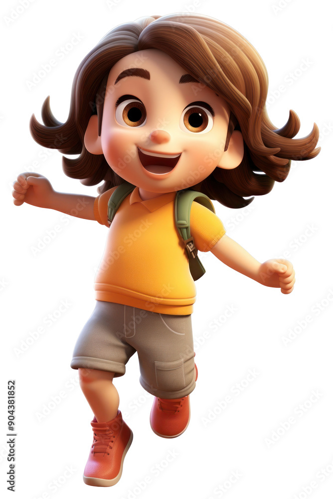 Canvas Prints png little kid girl jumping cartoon smiling toy.