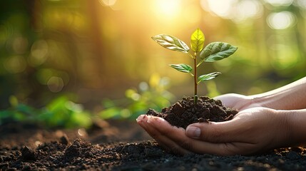 A person is holding a small plant in their hand