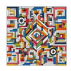 Fototapeta premium Vibrant Colorful Geometric Shapes Abstract Square Patterns Microstock Image